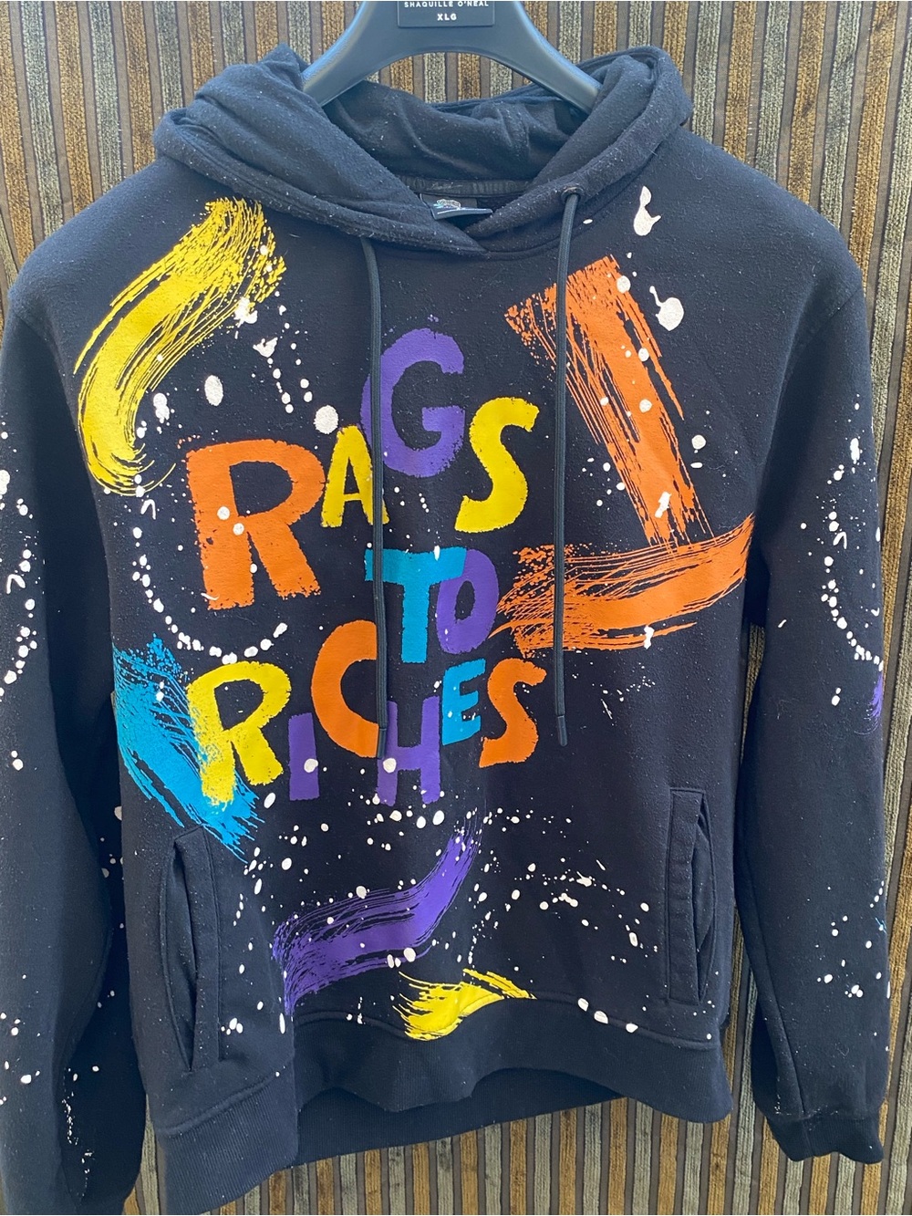 Graphic rags to riches Black Hoodie Sweatshirt - Multicolor